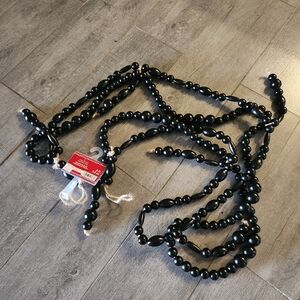 Long Black Beaded Necklace Strand New